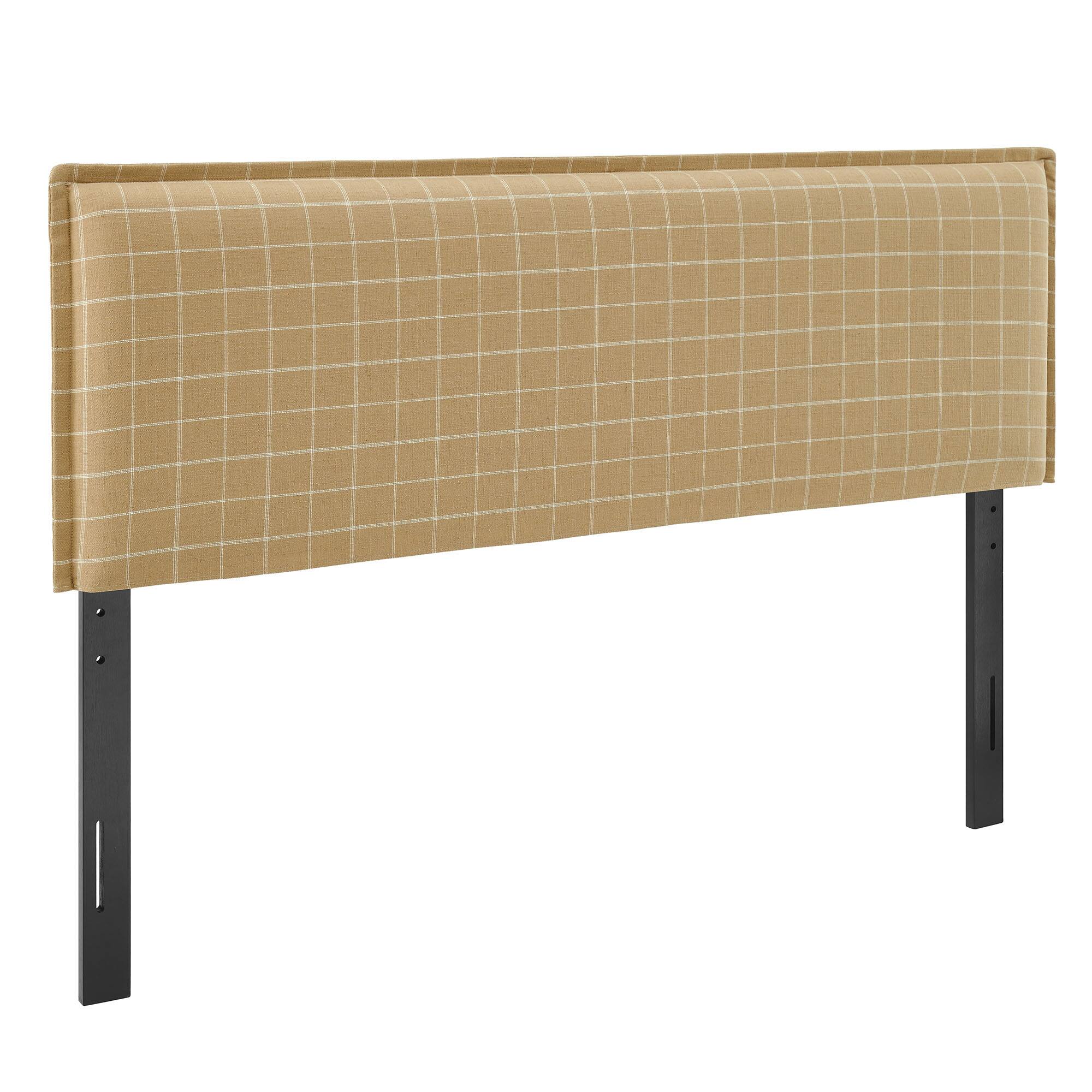 Angle. Modway - Camille Checkered Linen Blend Headboard by Modway - Hemp Windowpane Check.