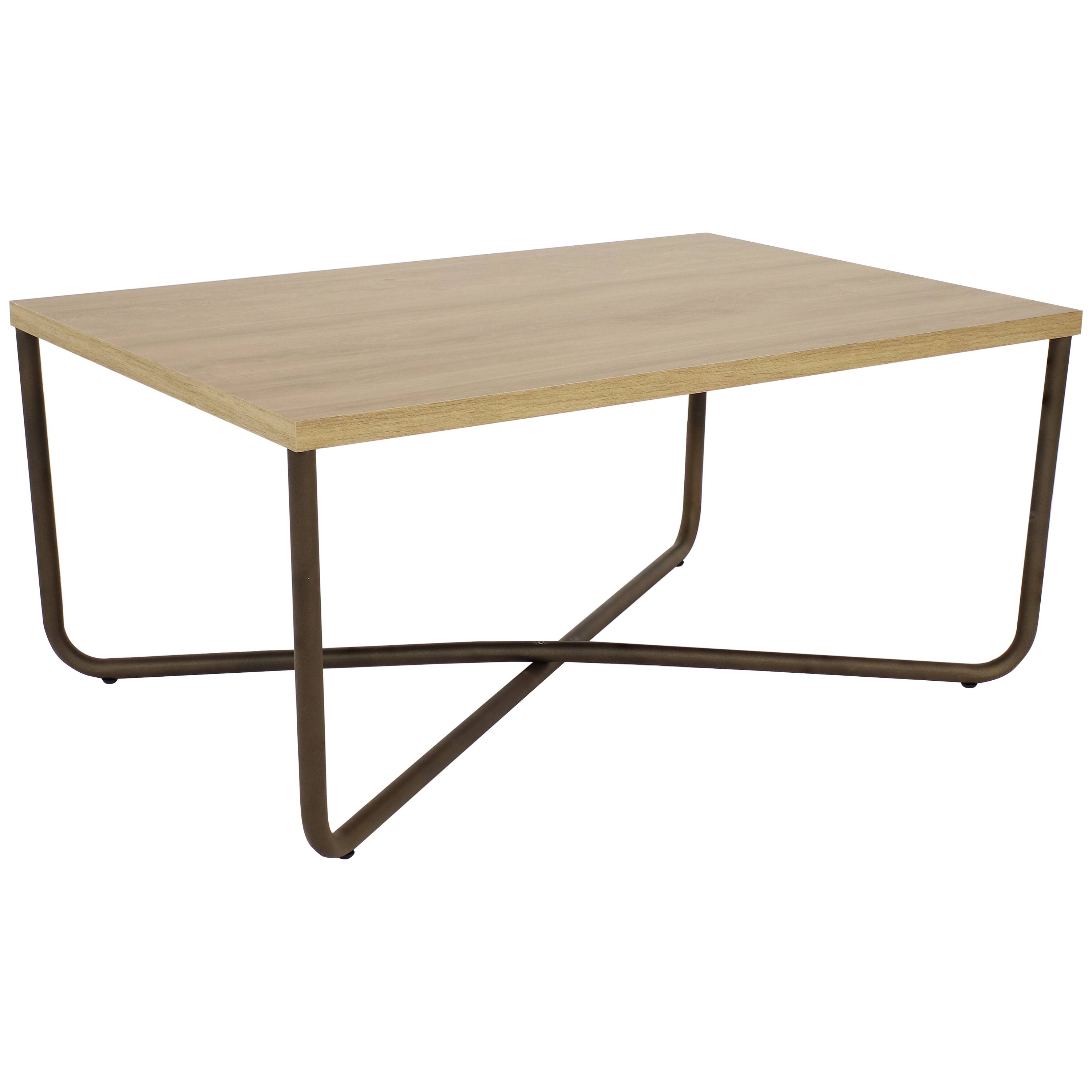 Sunnydaze - Industrial-Style MDP Cross Legs Coffee Table - Brown