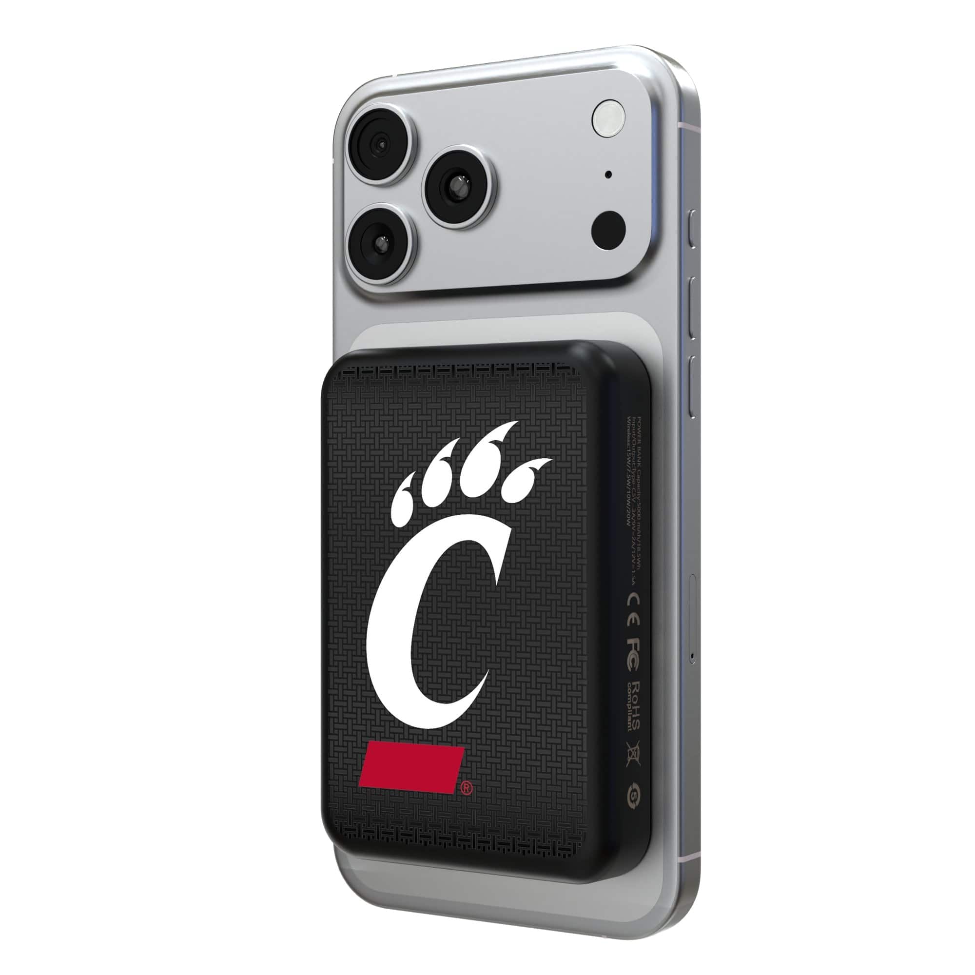 Keyscaper - Cincinnati Bearcats Wireless Magnetic Power Bank - Black