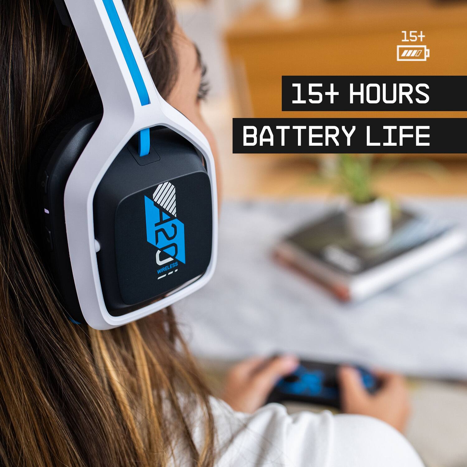 "15+ HOURS BATTERY LIFE A20 WIRELESS"