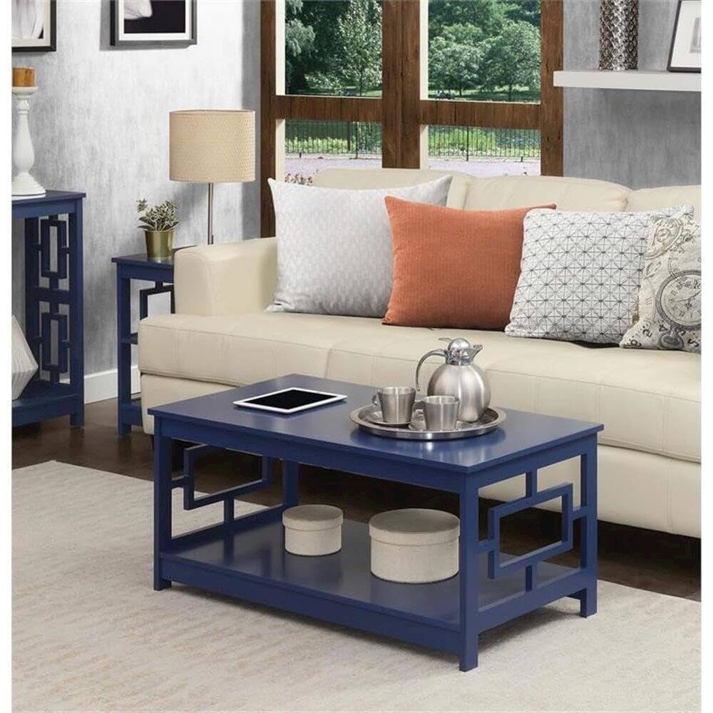 Left. Convenience Concepts - Town Square Coffee Table with Shelf, Cobalt Blue - Cobalt Blue.