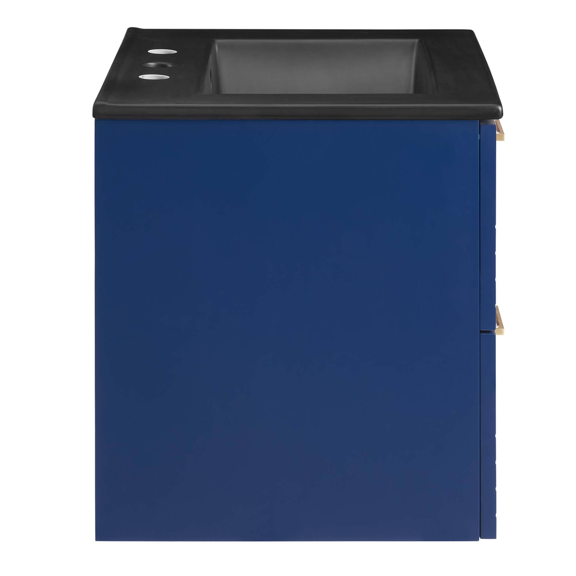 Alt View 2. Modway - Daybreak Wall-Mount Bathroom Vanity Basin Included by Modway - Blue Black.