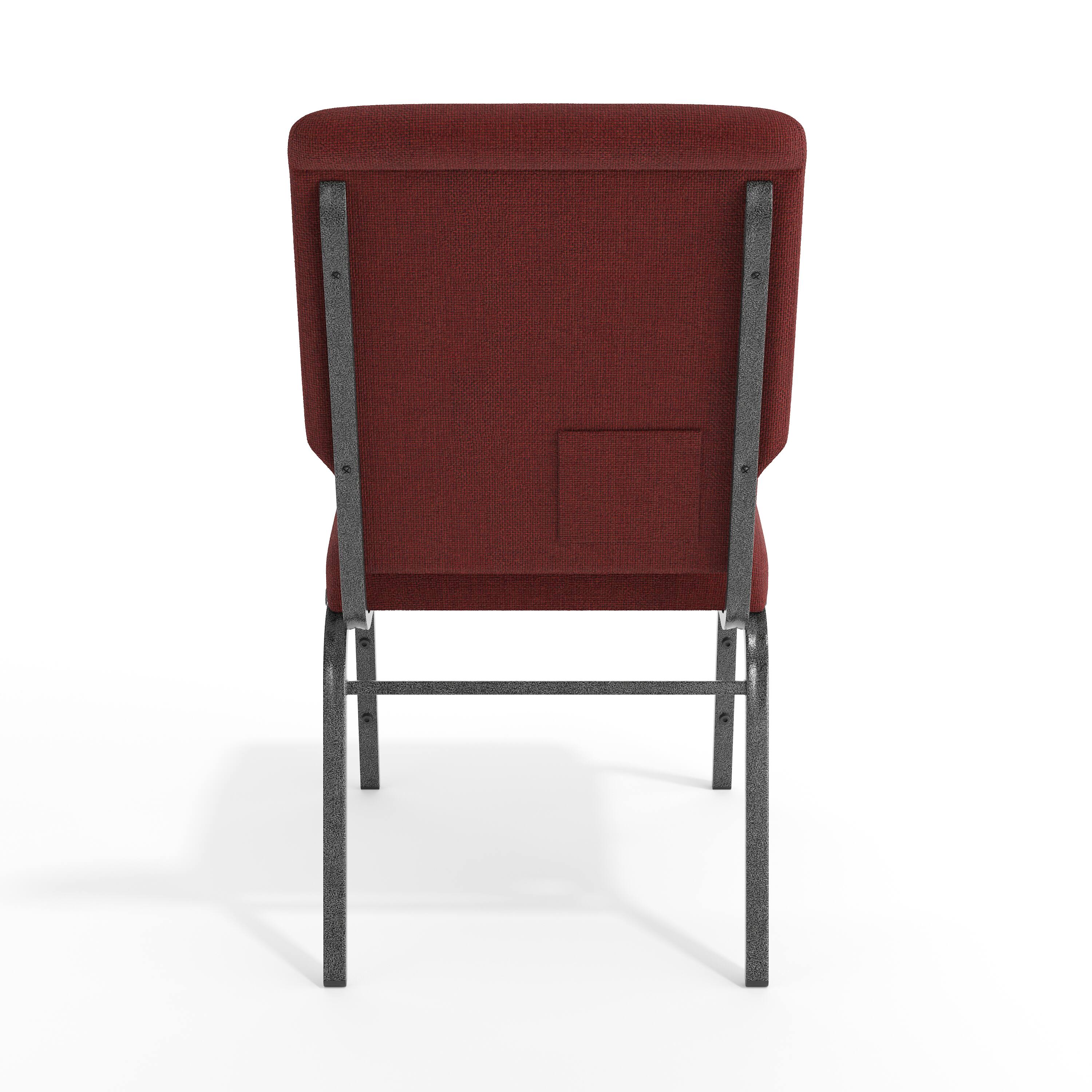 Alt View 7. Emma + Oliver - Church Chairs 18.5 in. Wide - Maroon Fabric/Silver Vein Frame.