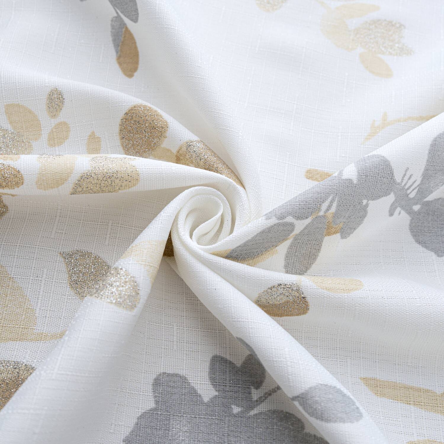Left. Olivia Gray - Olivia Gray 100% Polyester 140 GSM Aiden Printed Textured Grommet Curtain Panel 54" x 84" Taupe - Taupe.