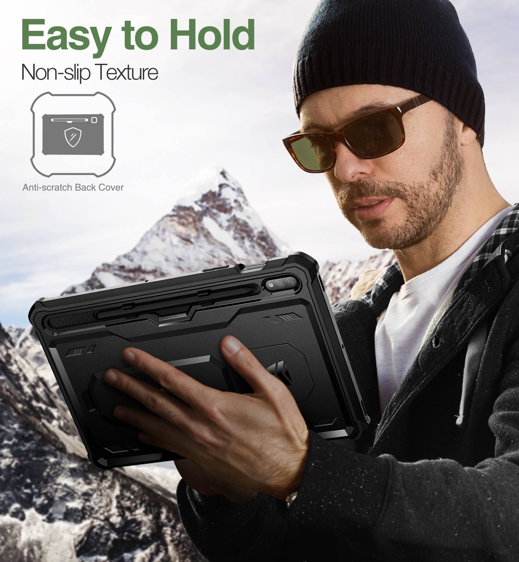 Easy to Hold  
Non-slip Texture  
Anti-scratch Back Cover