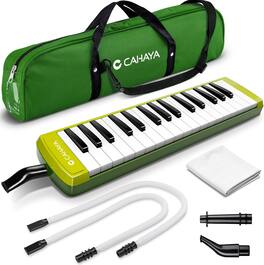 CAHAYA - Melodica Instrument 32-Keys Green Double Tubes Mouthpiece Air Piano Pianica Keyboard Instrument Gift CY0356