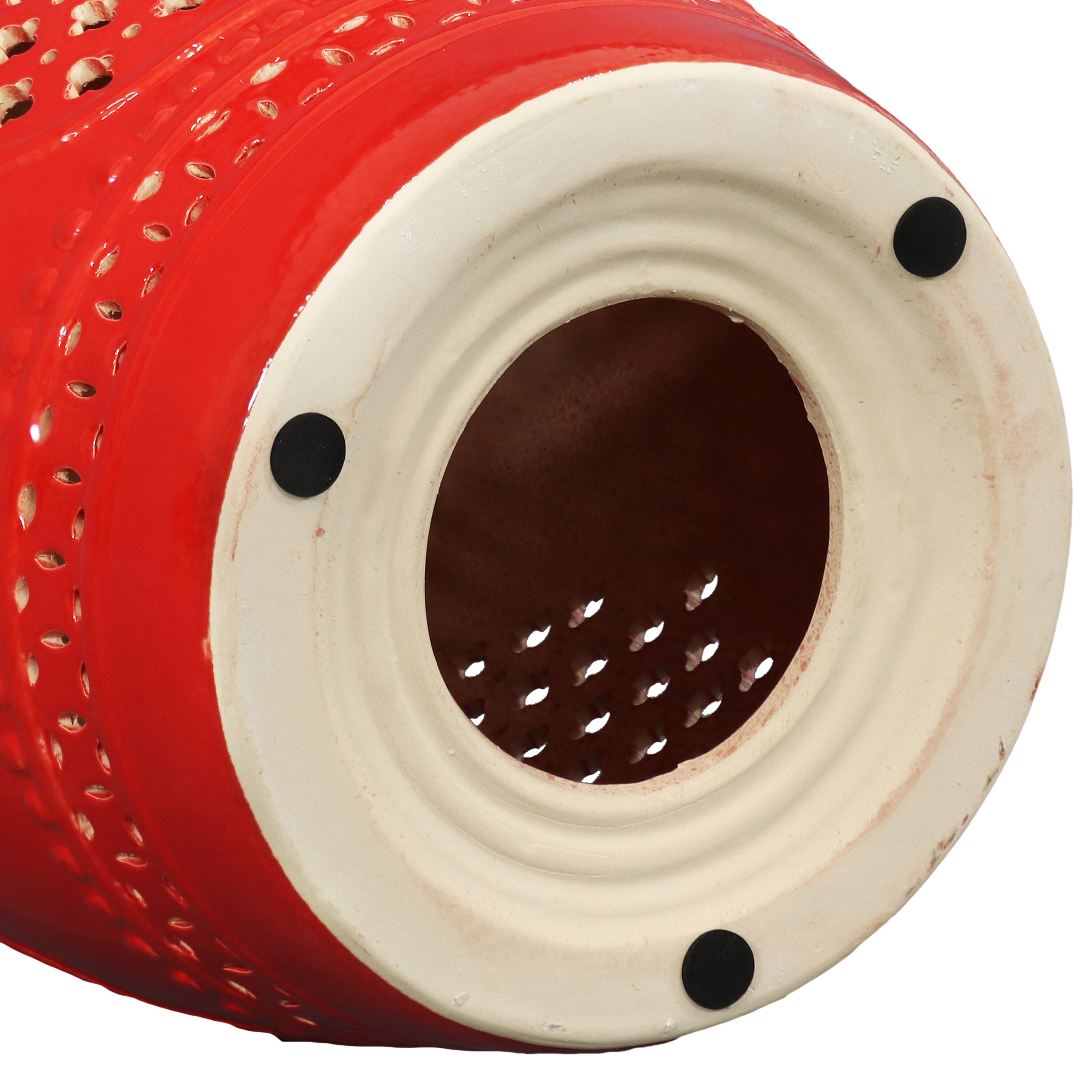 Alt View 8. Sunnydaze - 17.75 in Marrakesh Lattice Ceramic Glaze Garden Stool - Red.