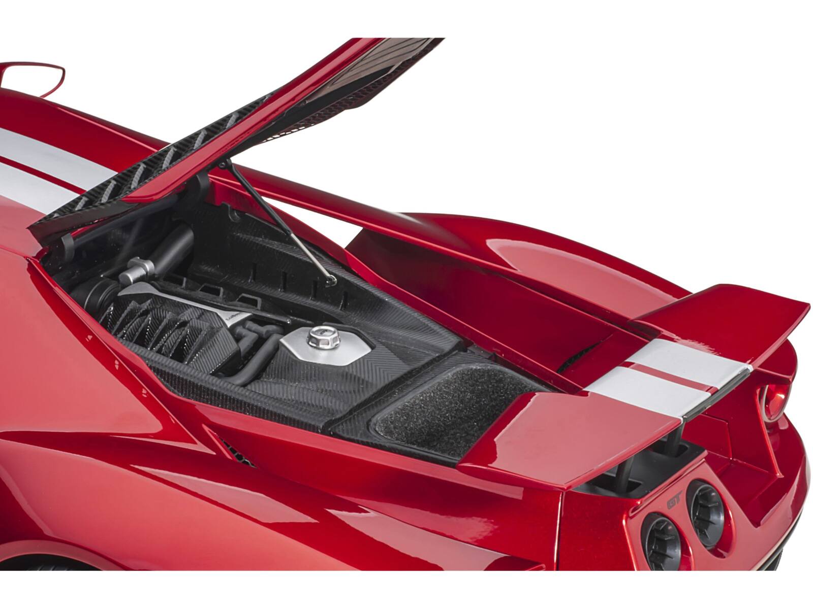 Alt View 3. Autoart - 2017 Ford GT Liquid Red Metallic with Silver Stripes 1/12 Model Car by Autoart.