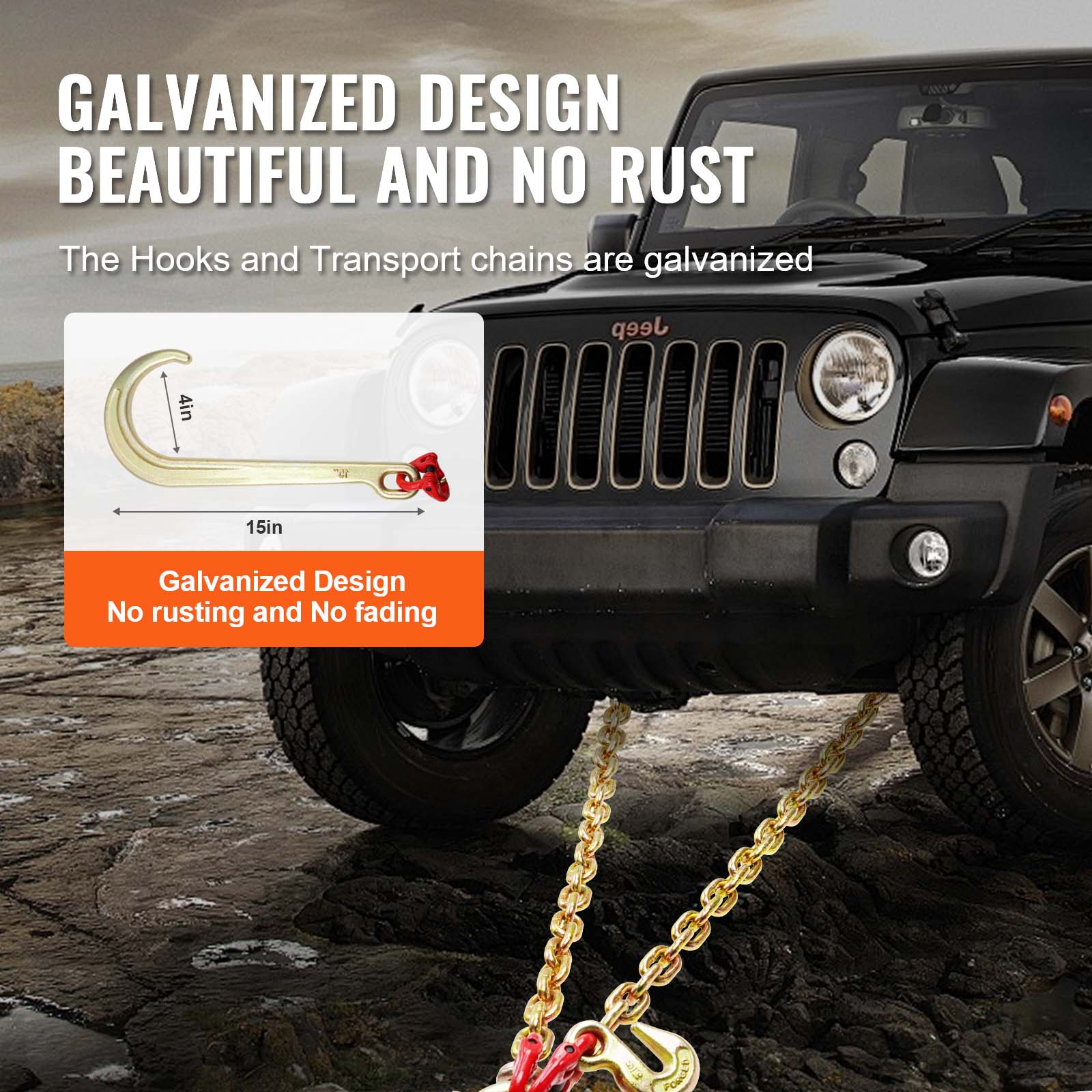 GALVANIZED DESIGN BEAUTIFUL AND NO RUST

The Hooks and Transport chains are galvanized

Galvanized Design
No rusting and No fading