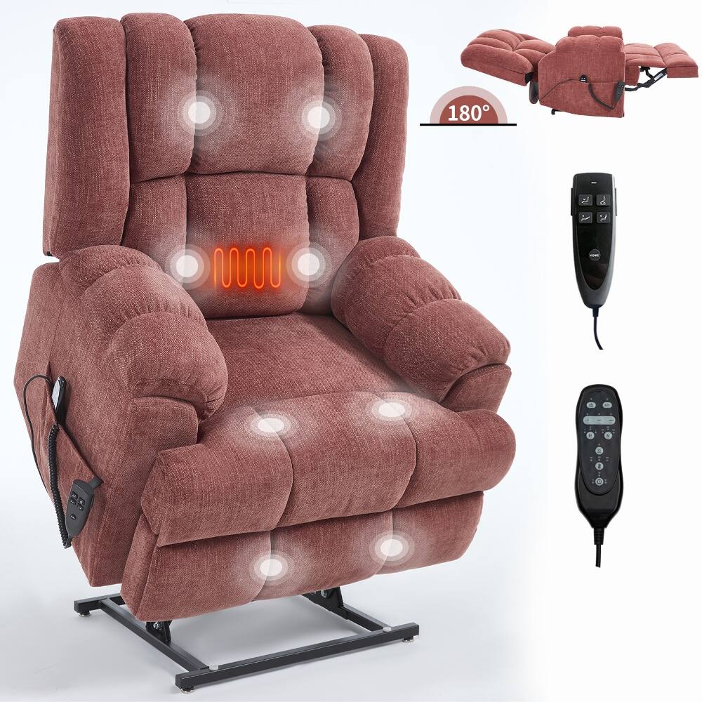 Back. Ropilly - Ropilly Dual Motor Power Lift Recliner Heavy Duty 350 LBS Red - Red.