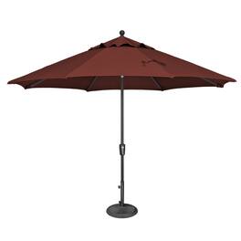 Mondawe - 11' Octagon Patio Umbrella Push Button Tilt Black Frame - Henna