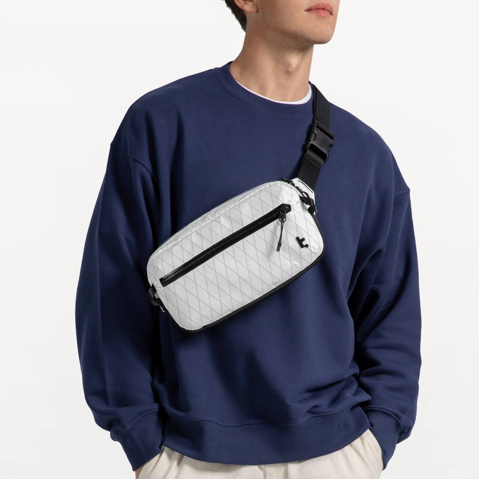 Alt View 5. tomtoc - Aviator-T35 3.5L X-Pac Sling Bag with RFID Blocking, Minimalist Crossbody Bag Chest Shoulder Pack for Travel, Everyday - White.