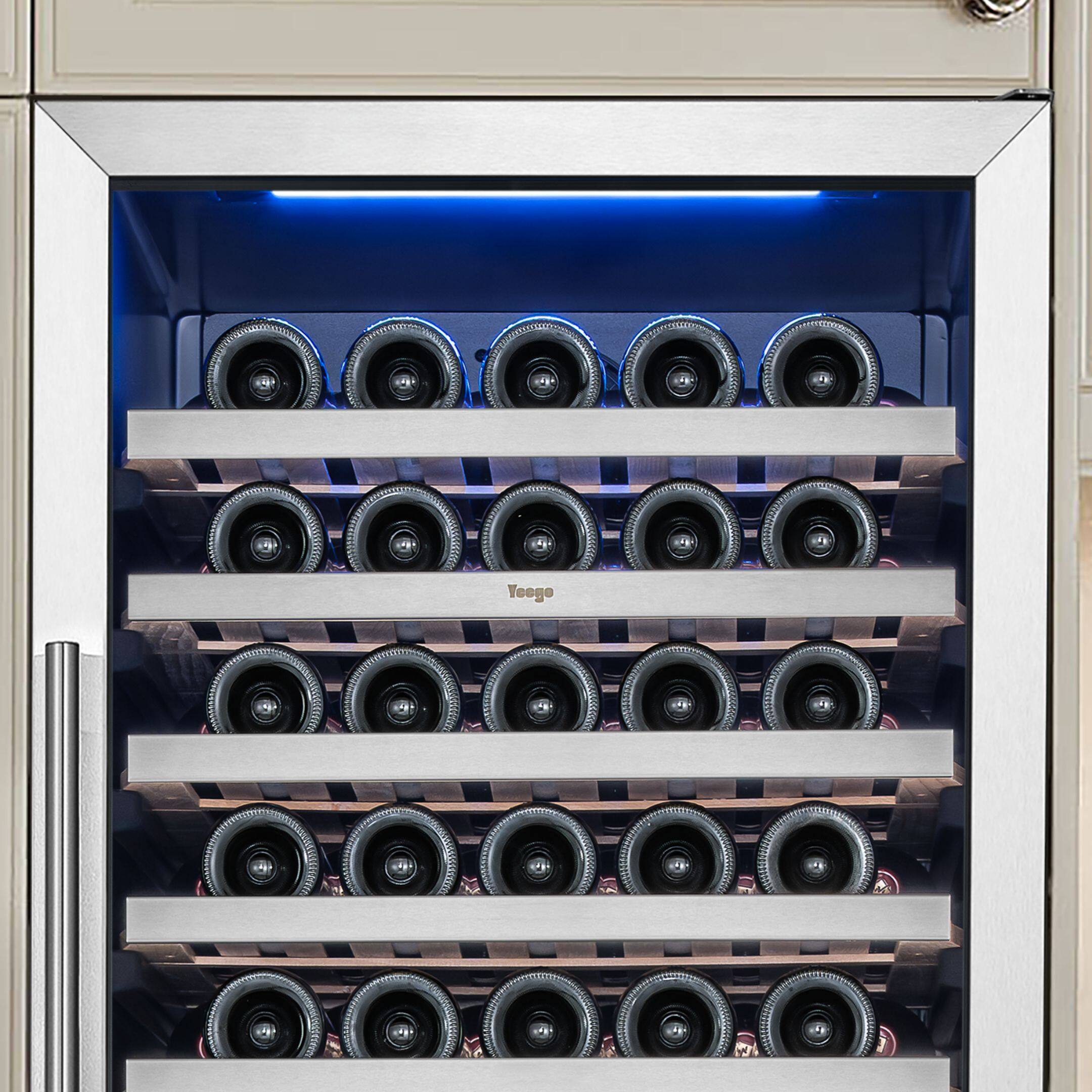 Alt View 9. Yeego - 24" Wine Cooler Refrigerator Dual Zone, 154 Bottle , Freestanding & Built-in，40-65°F ，2 LED Stainless Steel , for Home - Stainless Steel.