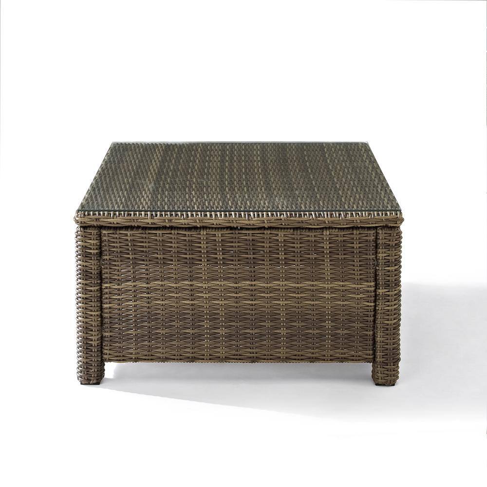 Alt View 9. Crosley Furniture - Bradenton Wicker Outdoor Sectional Coffee Table - Weathered Brown.