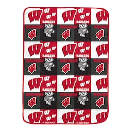 Pegasus - Wisconsin Badgers 66" x 95" Oversized Graphic Grid Ultra Cozy Blanket - Multicolor