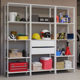 Madesa - Garage Storage Rack with 2 Drawers and Open Shelves 74"L - White - White