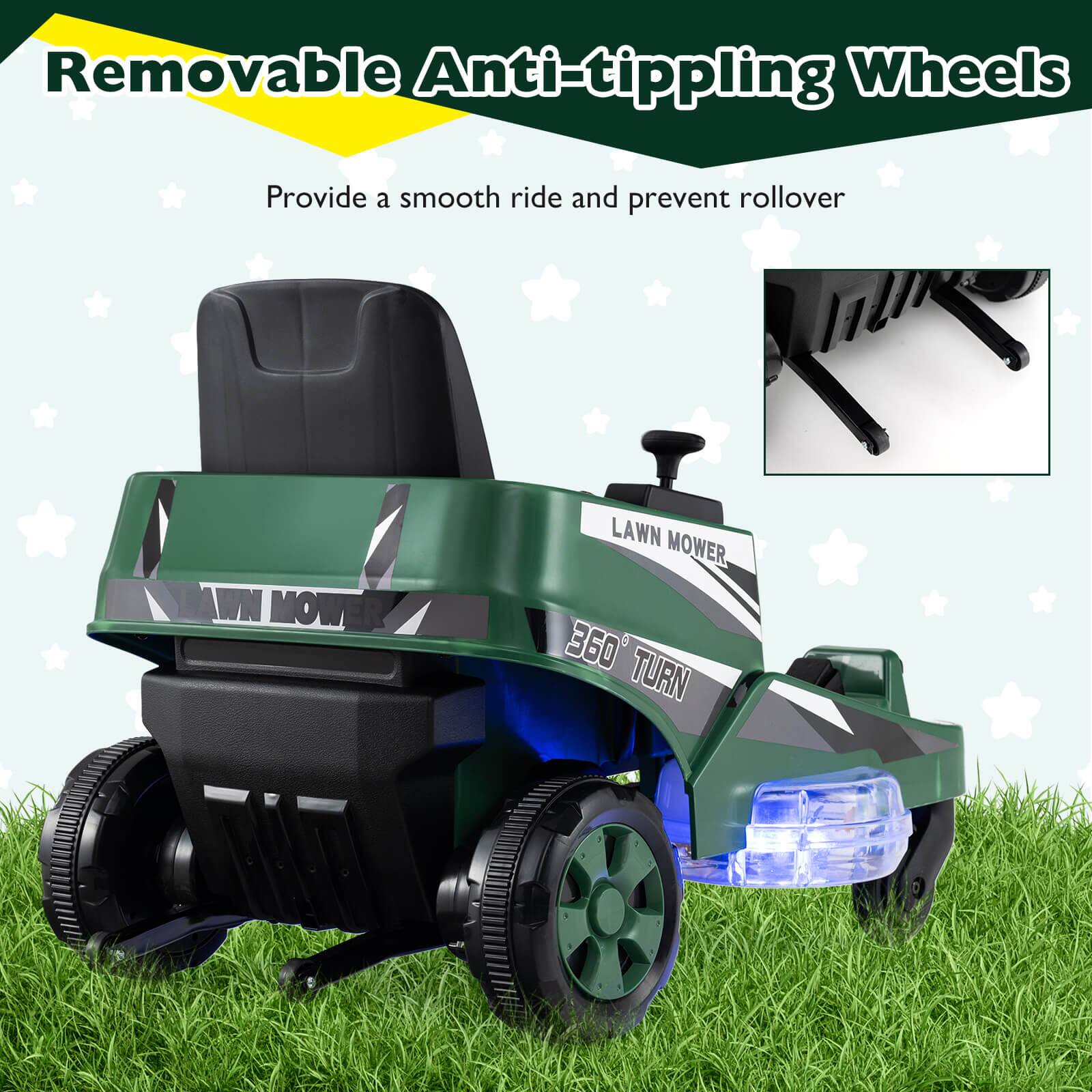 Removable Anti-tipping Wheels  
Provide a smooth ride and prevent rollover  

LAWN MOWER  
360° TURN