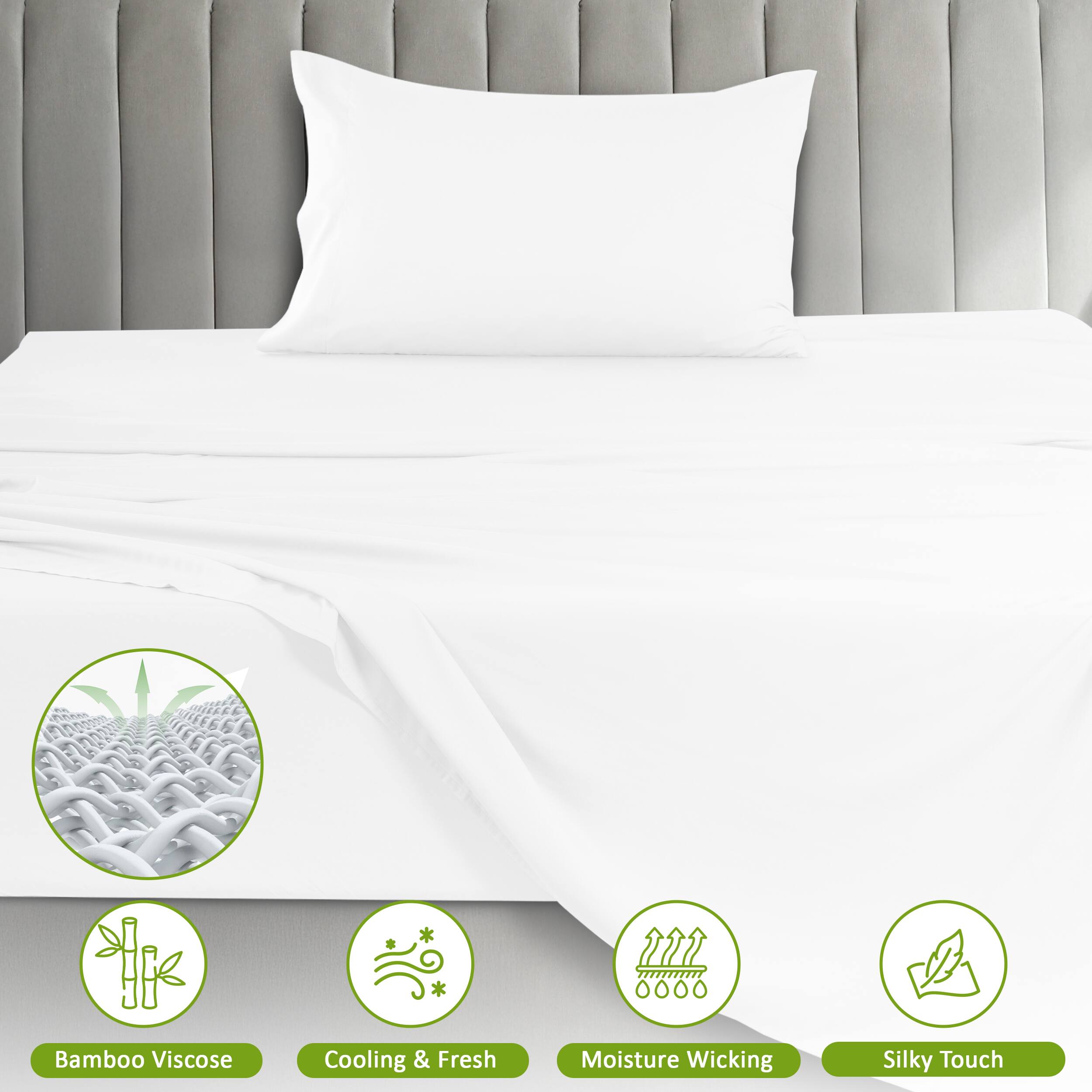 Bamboo Viscose  
Cooling & Fresh  
Moisture Wicking  
Silky Touch