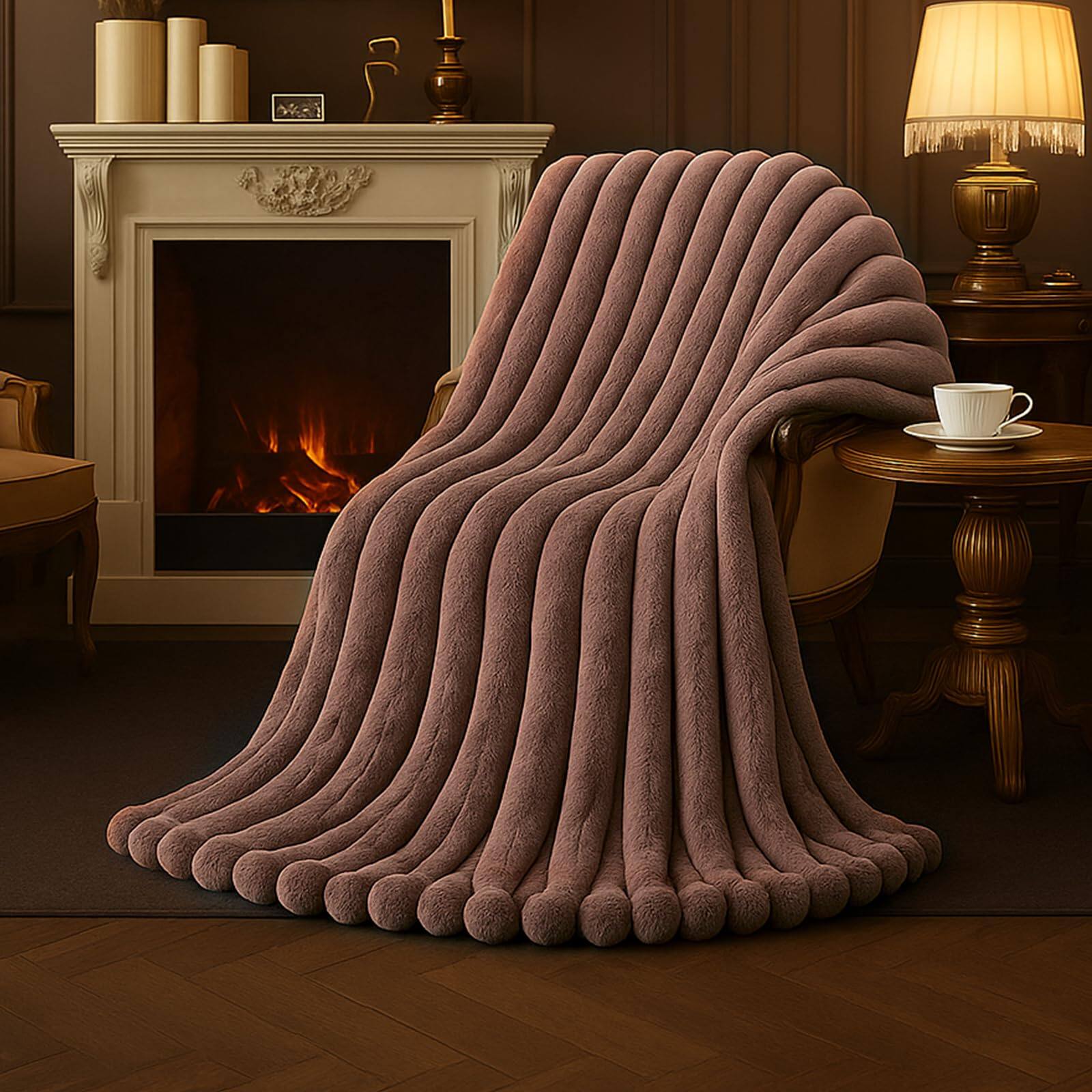 Striped Light Coffee Throw(55" x 70")