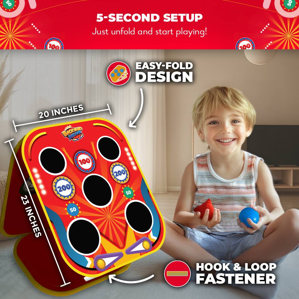 5-SECOND SETUP  
Just unfold and start playing!

EASY-FOLD DESIGN

20 INCHES  
23 INCHES

HOOK & LOOP FASTENER