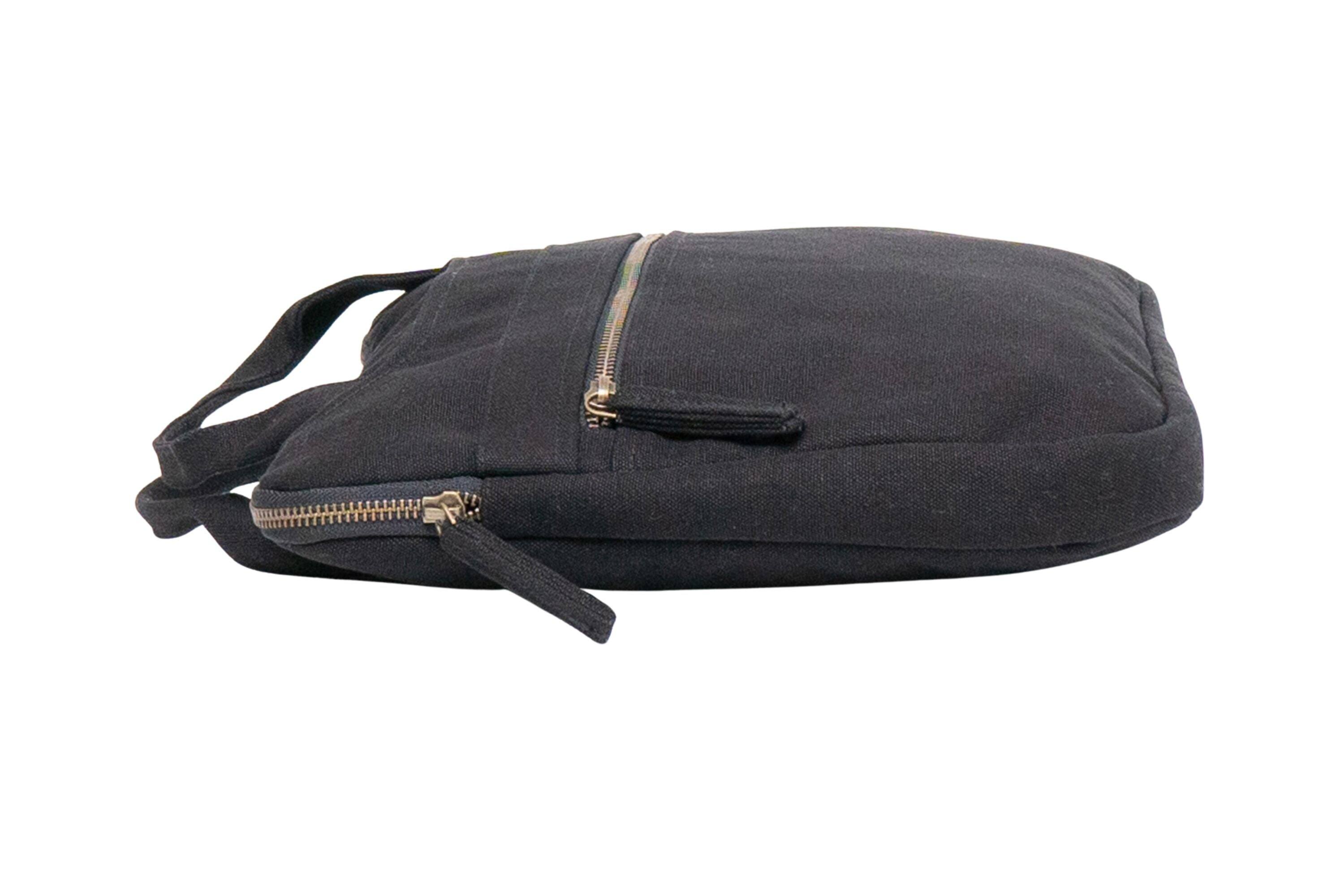 Angle. Terra Thread - Organic Cotton Laptop Sleeve With Handles - Black.