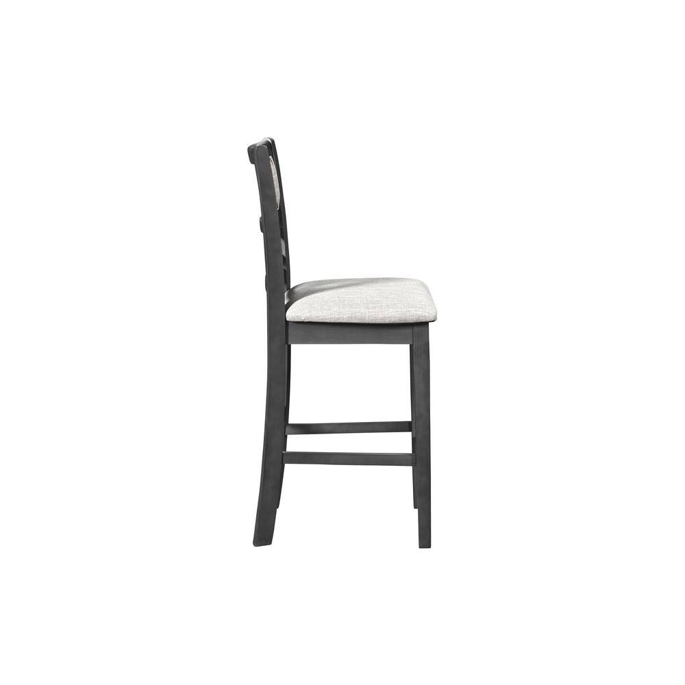 Back. New Classic Furniture - Gia Gray Wood Counter Chair with Fabric Seat (Set of 4) - Grey.