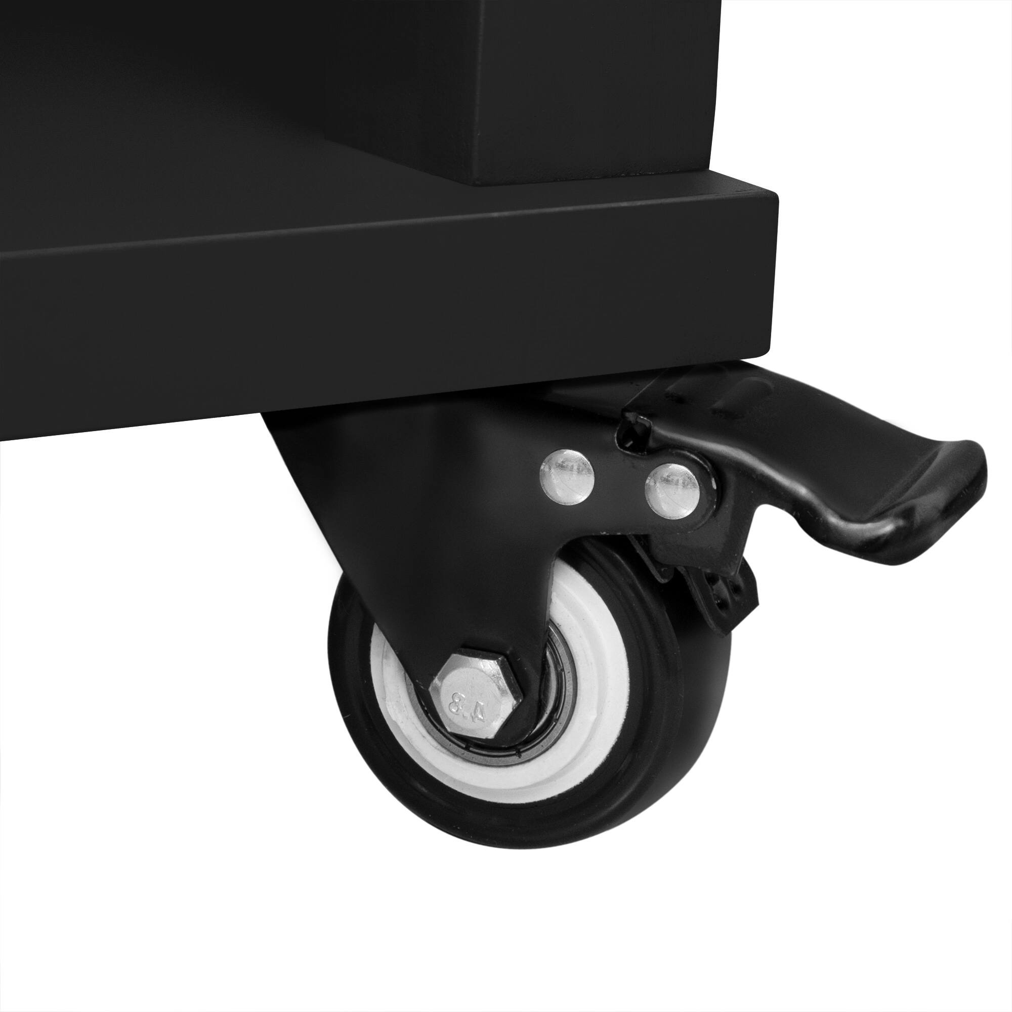 Alt View 6. Whisen - 47 inch Kitchen Island with Extendable Dining Table, Rubber Wood Veneer Top, Rolling Cart with Storage - Black.