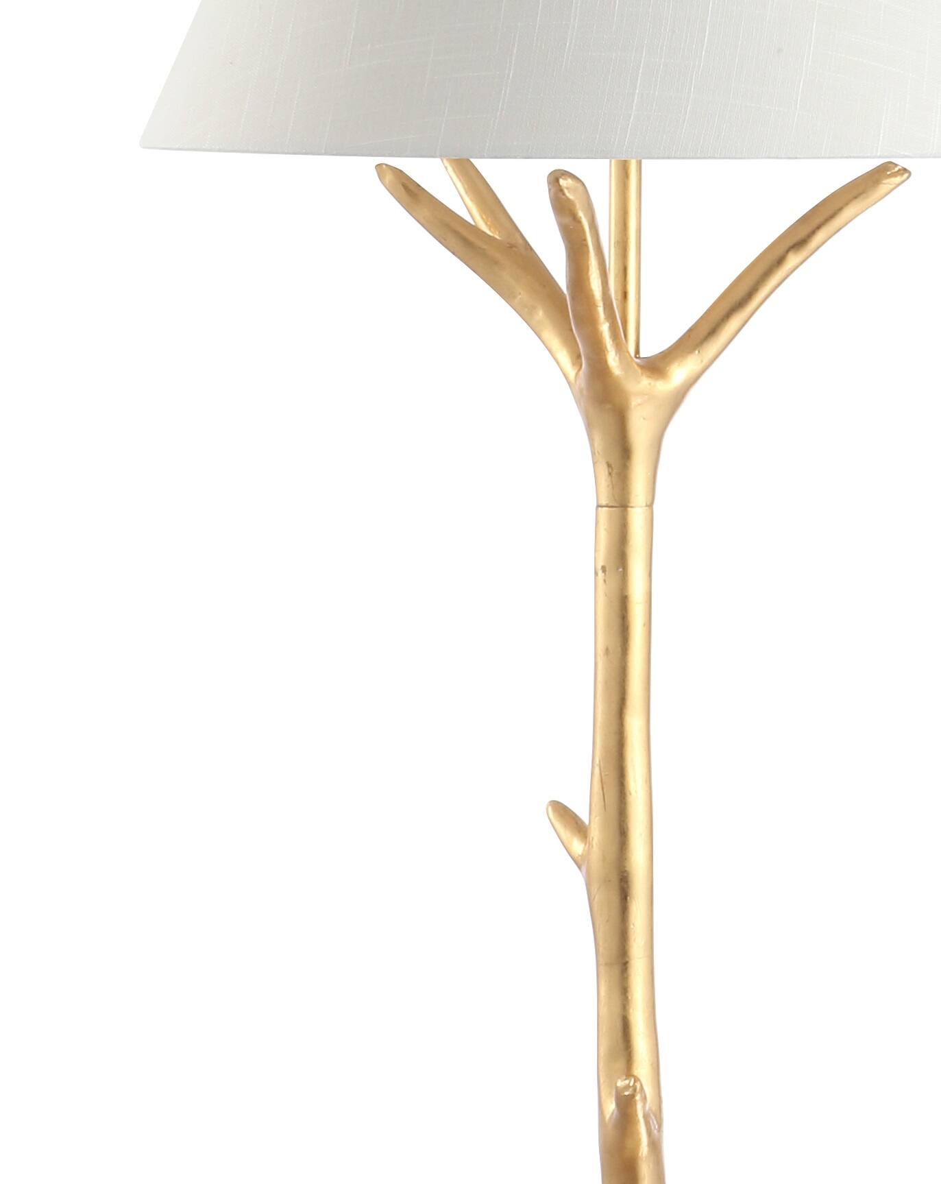 Alt View 4. Jonathan Y - Arbor 63.5" Faux Bois Resin LED Floor Lamp, Gold Leaf - Gold leaf.