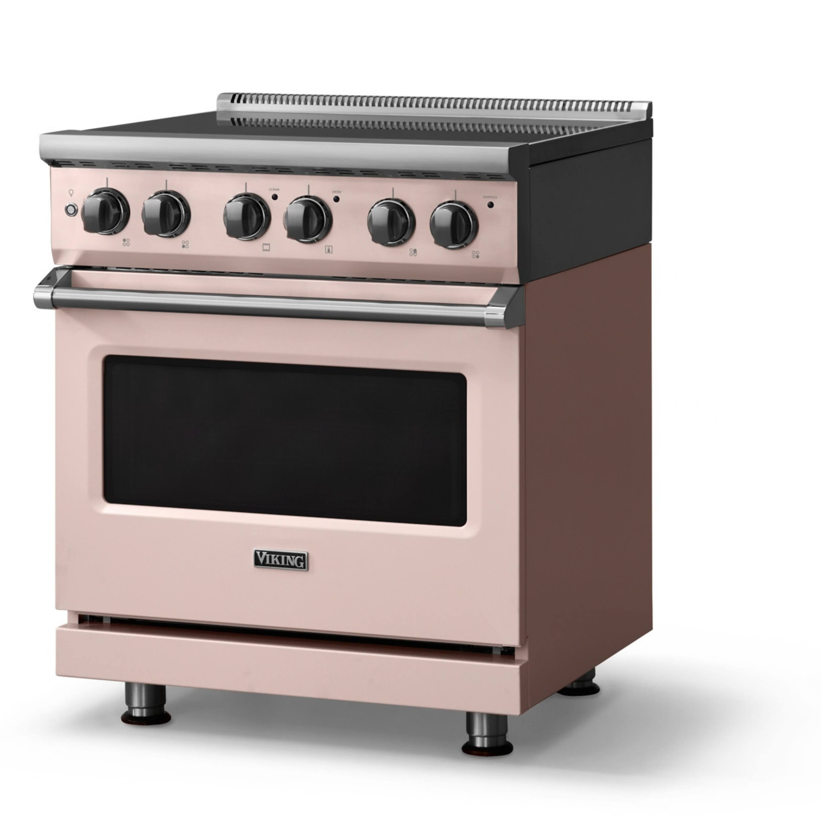 Angle. Viking - 30"W. Pro5S 4.7 Cu. Ft. Freestanding 4 Element  Electric Convection Range - Blush - Blush.