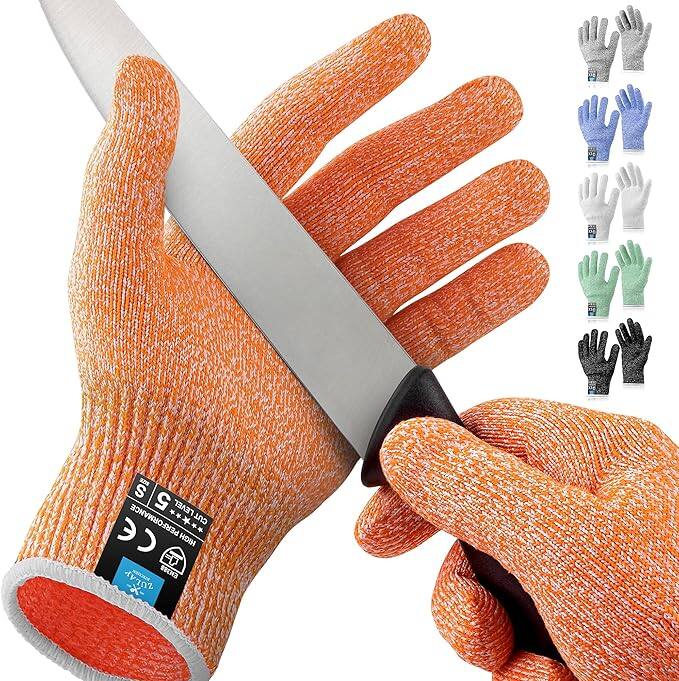 Zulay Kitchen - Zulay Cut Resistant Gloves Food Grade Level 5 Protection - Comfortable Safety Cutting Gloves - Cut Resistant Work Gloves - Orange price history on PriceWatchPro
