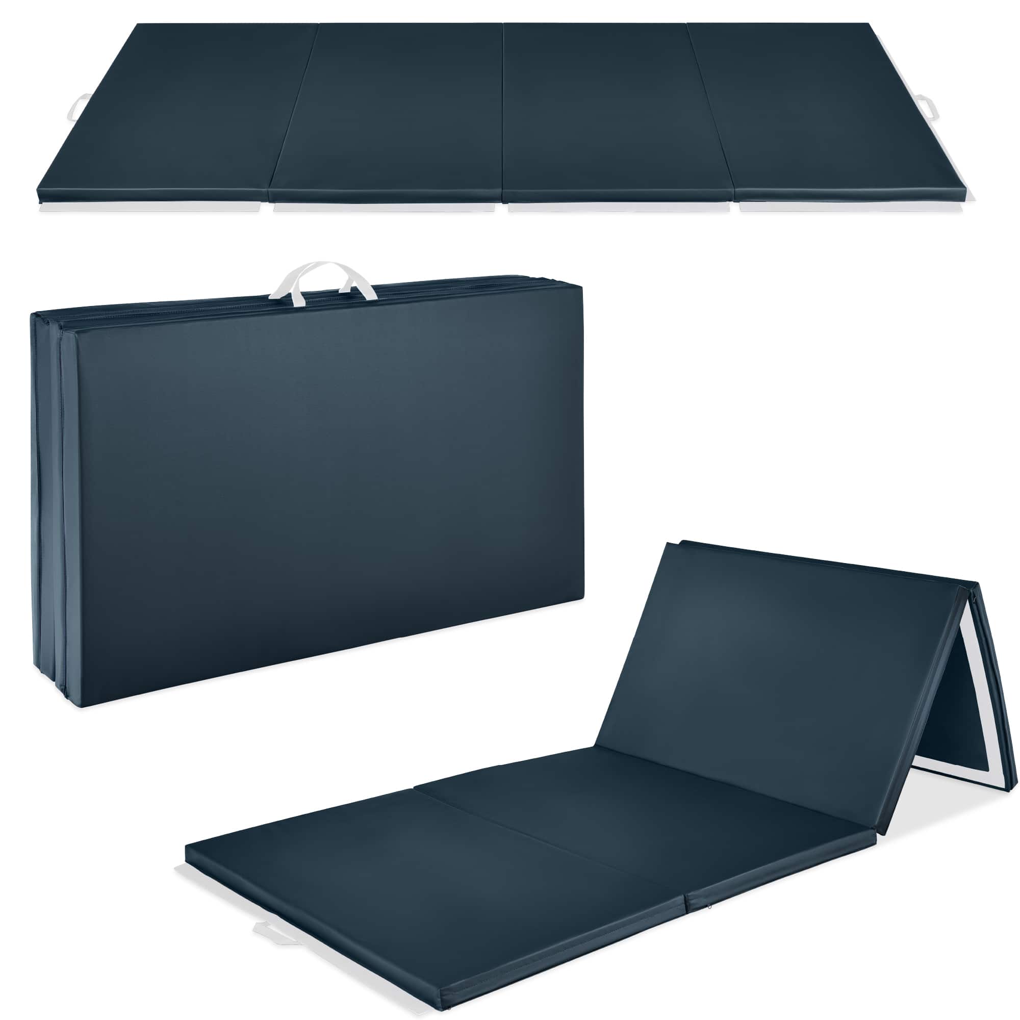 Best Choice Products - 10ftx4ftx2in Folding Gym Mat 4-Panel Gymnastics Workout Floor Mats w/ Handles - Eclipse