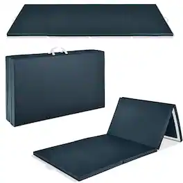 Best Choice Products - 10ftx4ftx2in Folding Gym Mat 4-Panel Gymnastics Workout Floor Mats w/ Handles - Eclipse