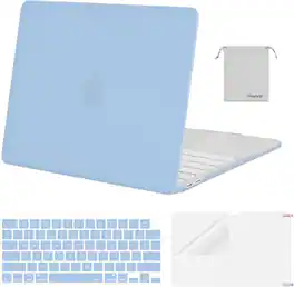 mosiso - For 2026 MacBook Neo Case 13 inch A3404 with A18 Pro Chip, Protective Hard Shell & Keyboard Cover & Screen Film & Pouch - Air Blue