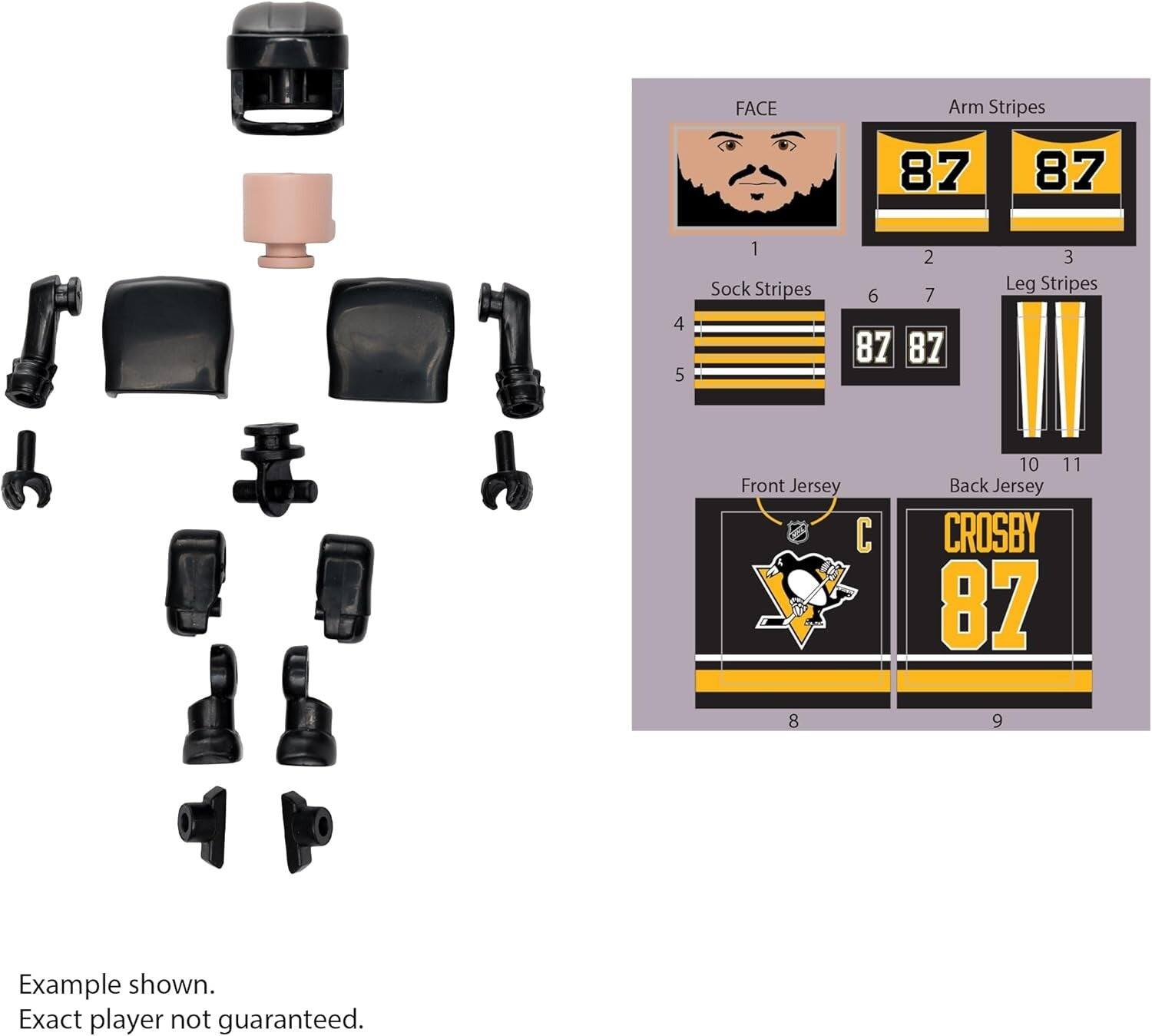 FACE  
Arm Stripes 87 87  
4 5 1  
Sock Stripes 2 6 7 87 87 3  
Leg Stripes  
Front Jersey 10 11  
Back Jersey CROSBY 87 8 9  

Example shown.  
Exact player not guaranteed.