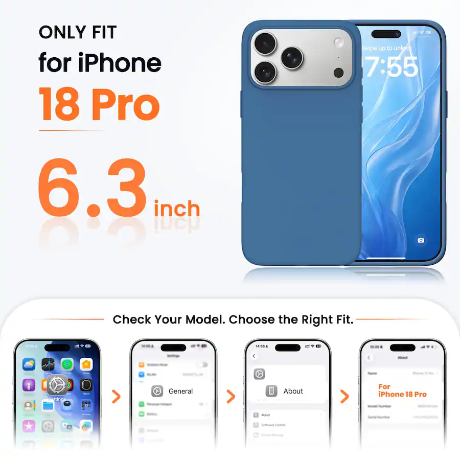 Ornarto for iPhone 18 Pro Case 6.3", Slim Liquid Silicone Soft Gel ...