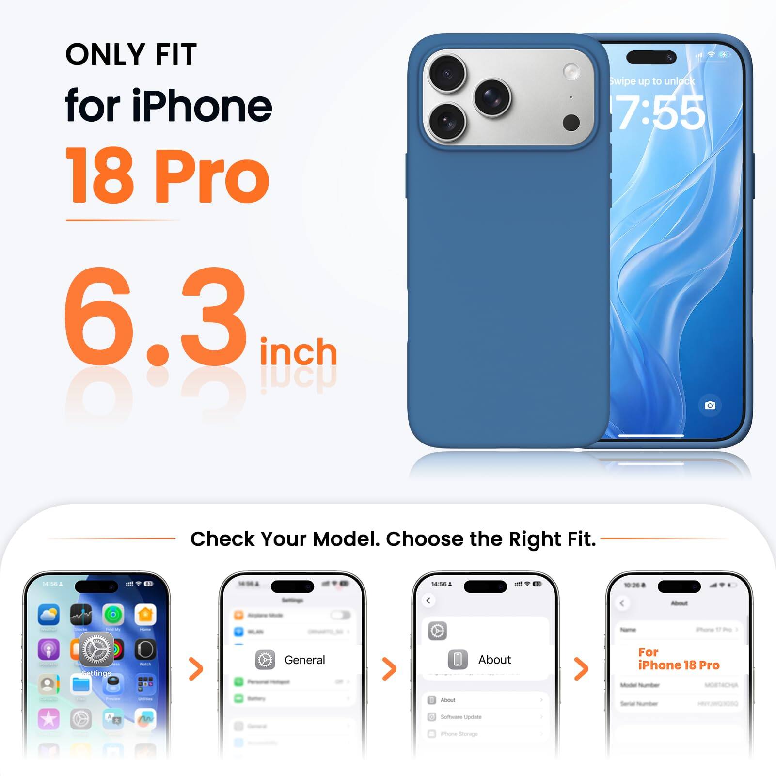 Ornarto for iPhone 18 Pro Case 6.3", Slim Liquid Silicone Soft Gel ...