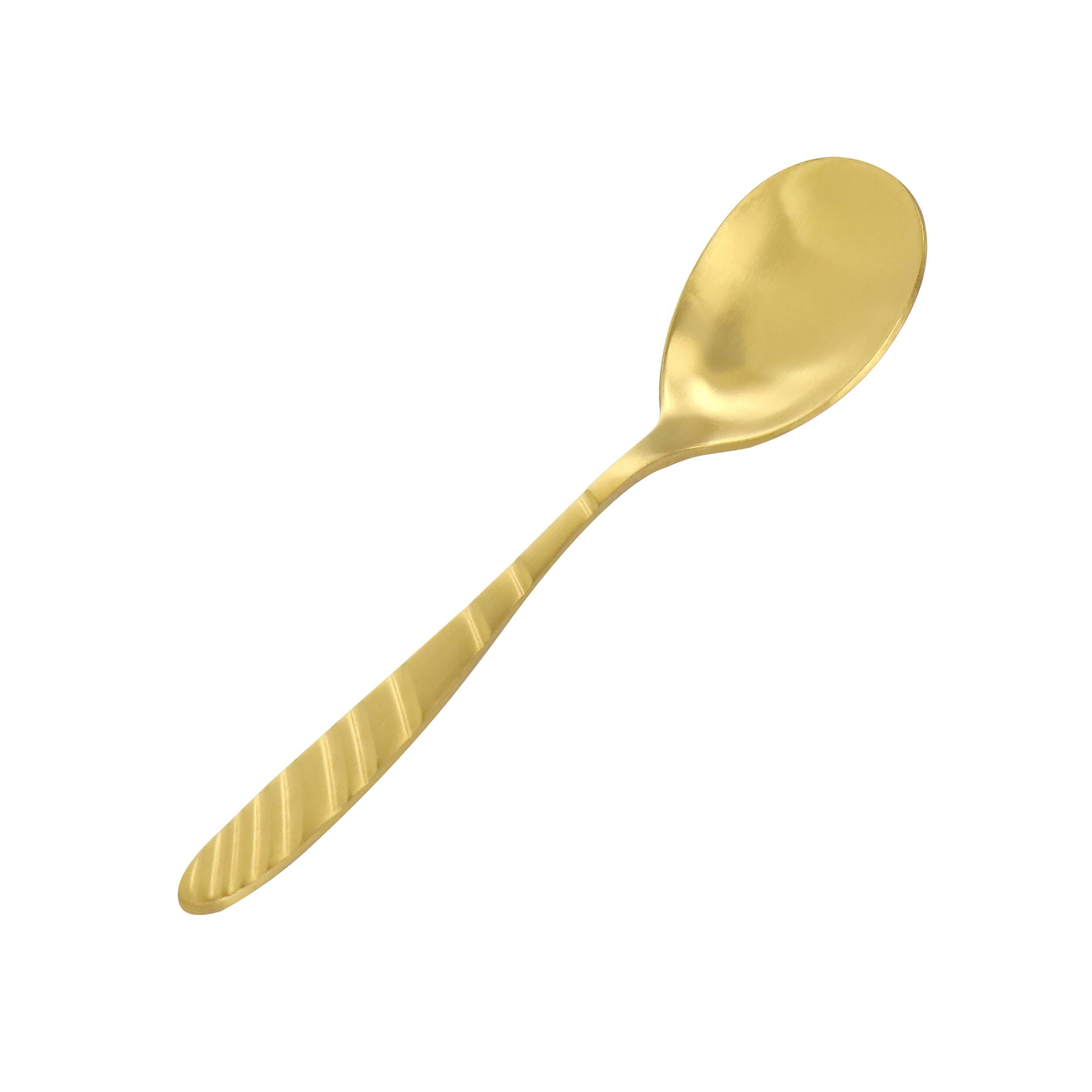 Alt View 7. MegaChef - Megachef La Vague 20 Piece Flatware Utensil Set, Stainless Steel Silverware Metal Service for 4 in Matte Gold - Gold.