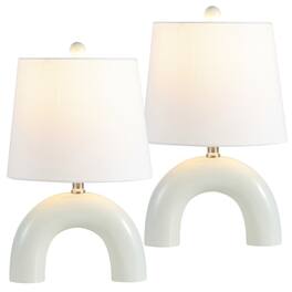 Jonathan Y - Zadie 17.8 in. Scandinavian Minimalist Ceramic Arch LED Table Lamp, (Set of 2) - Blue Gray