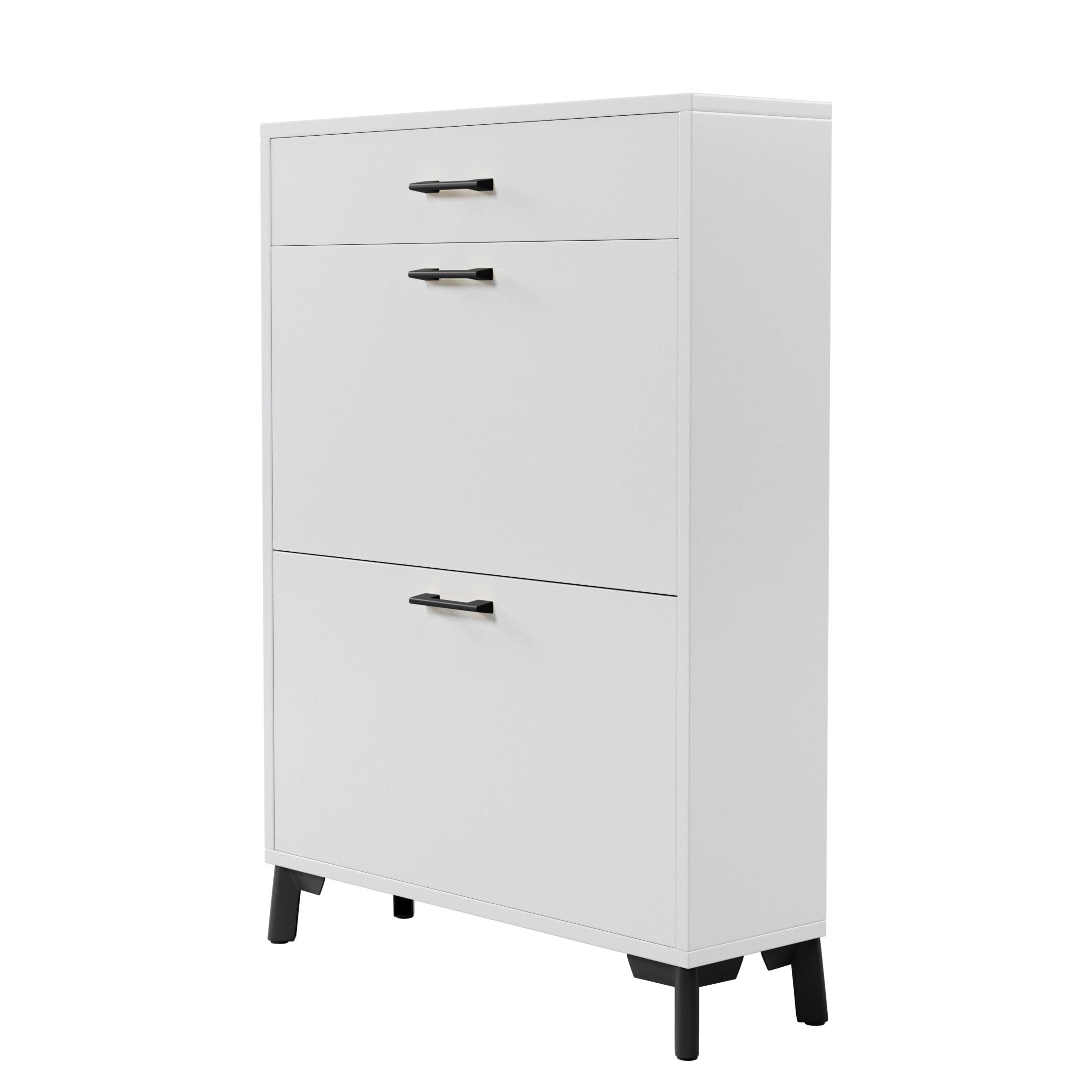 Alt View 4. Spaco - Spaco 2 Drawers Shoe Storage Cabinet for Entryway, Free Standing Hidden Shoe Organizer Rack for Doorway, Hallway, Closet - White.