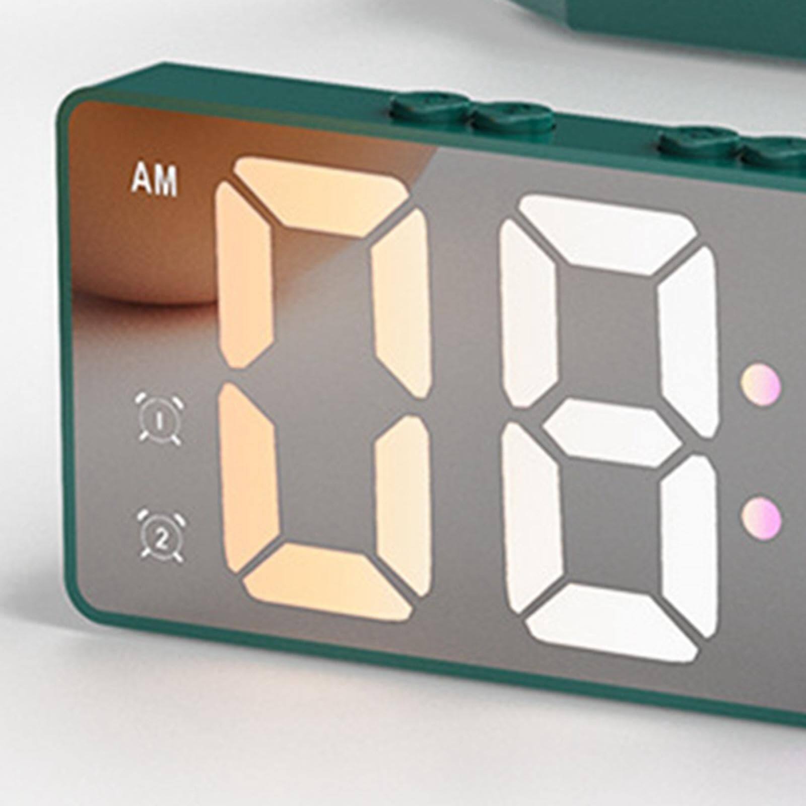Angle. Dazzed Corner - Digital Alarm Clock Bedside Clock Temperature Display Portable for Bedroom Table and Travel - Green.