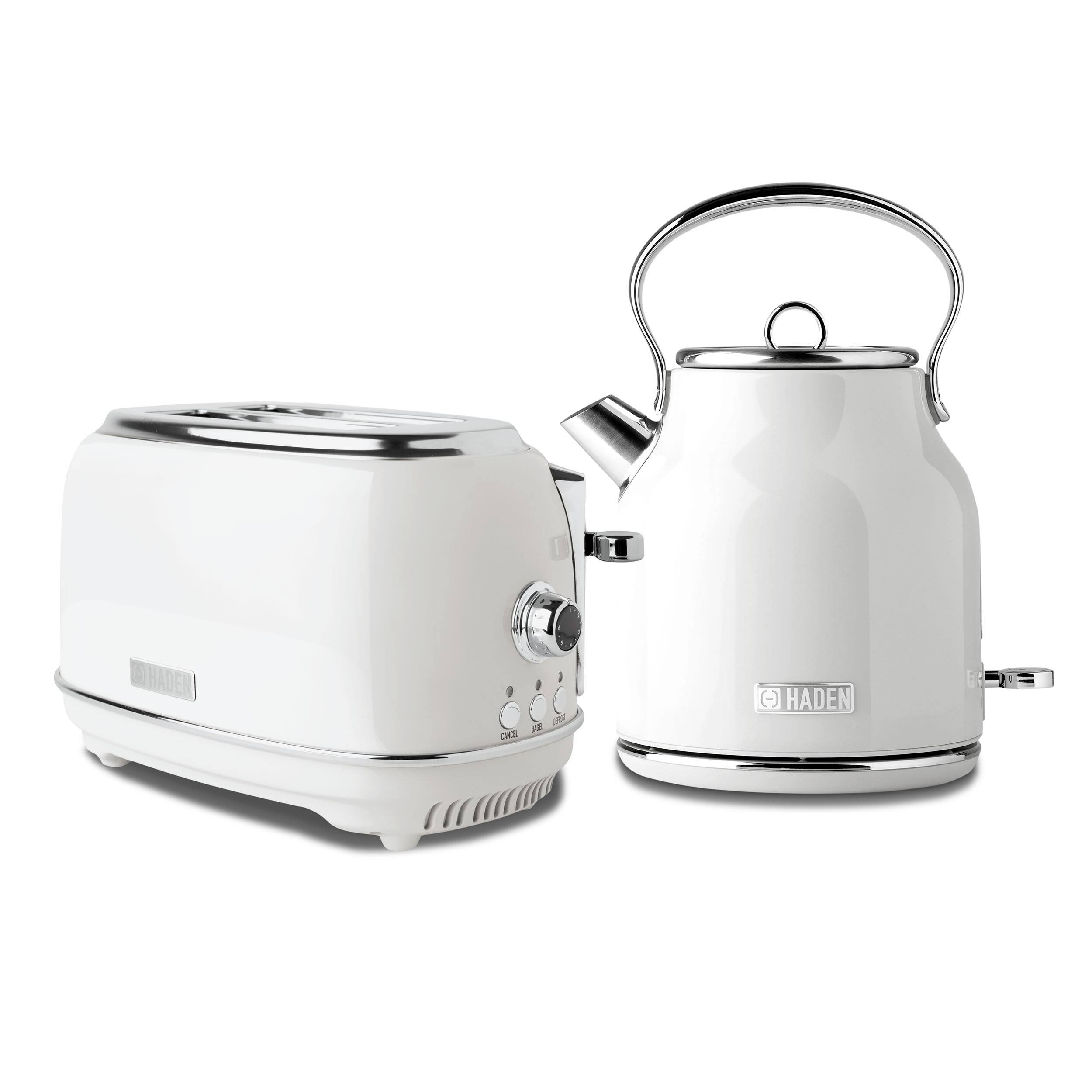 Haden - Heritage 1.7 L Stainless Steel Electric Kettle with 2 Slice Toaster - White