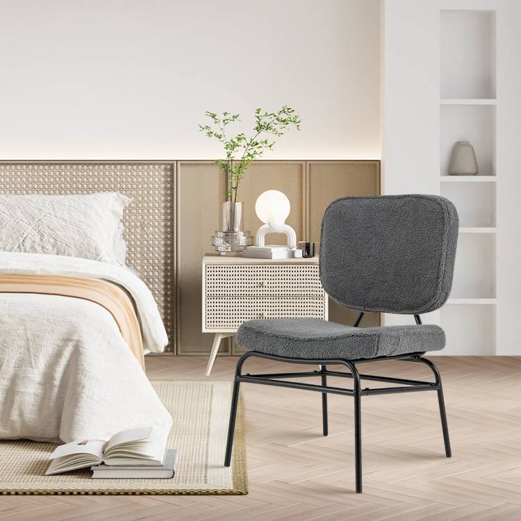 Left. SlickBlue - Contemporary Upholstered Accent Chair – Ergonomic Padded Chair for Living Room or Office - Grey.