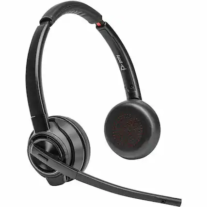 Front. HP - Poly Savi 8420 Office Stereo DECT 1920-1930 MHz Headset Customer Special 9 - Stereo - Wired/Wireless - Bluetooth/DECT - Black.