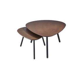 Hivvago - Set of Two Wood And Metal Oval Nested Tables - Brown