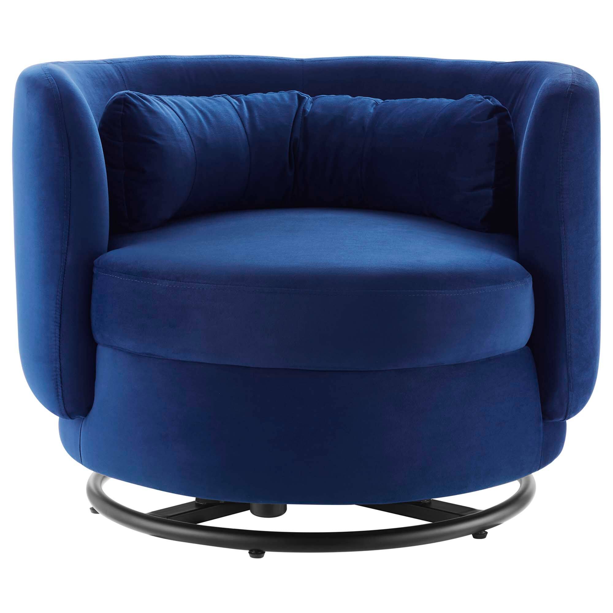 Alt View 2. Modway - Relish Performance Velvet Swivel Chair by Modway - Black Navy.