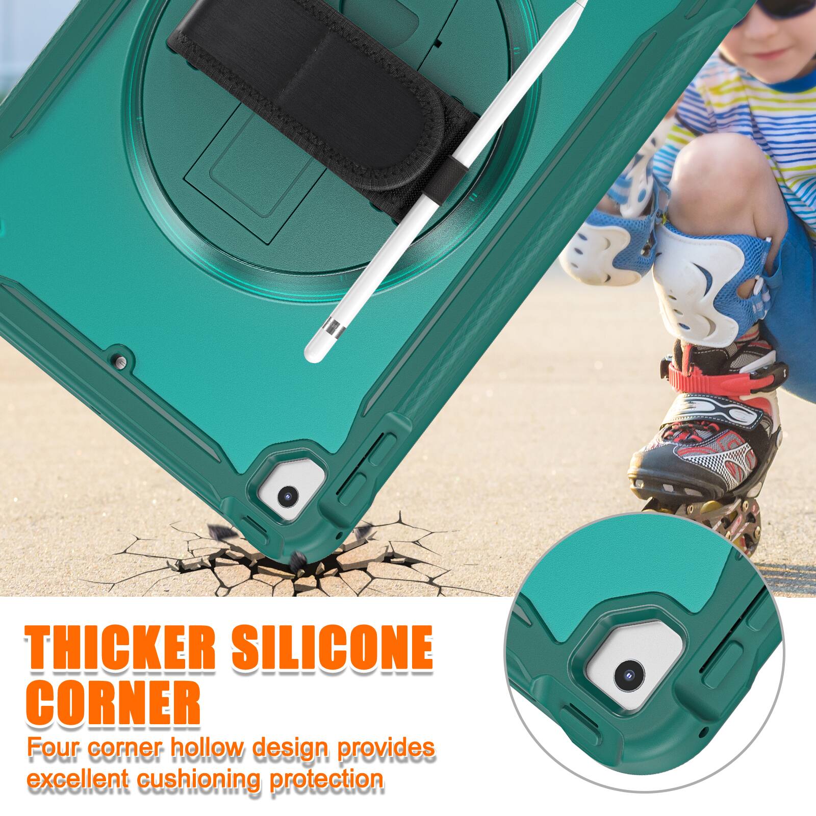 THICKER SILICONE CORNER  
Four corner hollow design provides excellent cushioning protection