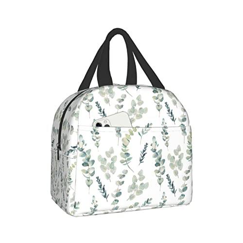 Front. Vulpecula Spade - Sage Insulated Lunch Bag for Women Green Leaf Reusable Lunch Box Freezable Cooler Thermal Waterproof Tote Bag for Women.