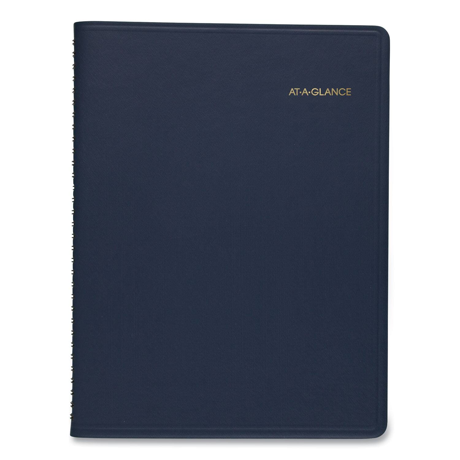 Left. AT-A-GLANCE - Weekly Appointment Book 11 x 8.25 Navy Cover 13 Month Jan 2026 to Jan 2027.