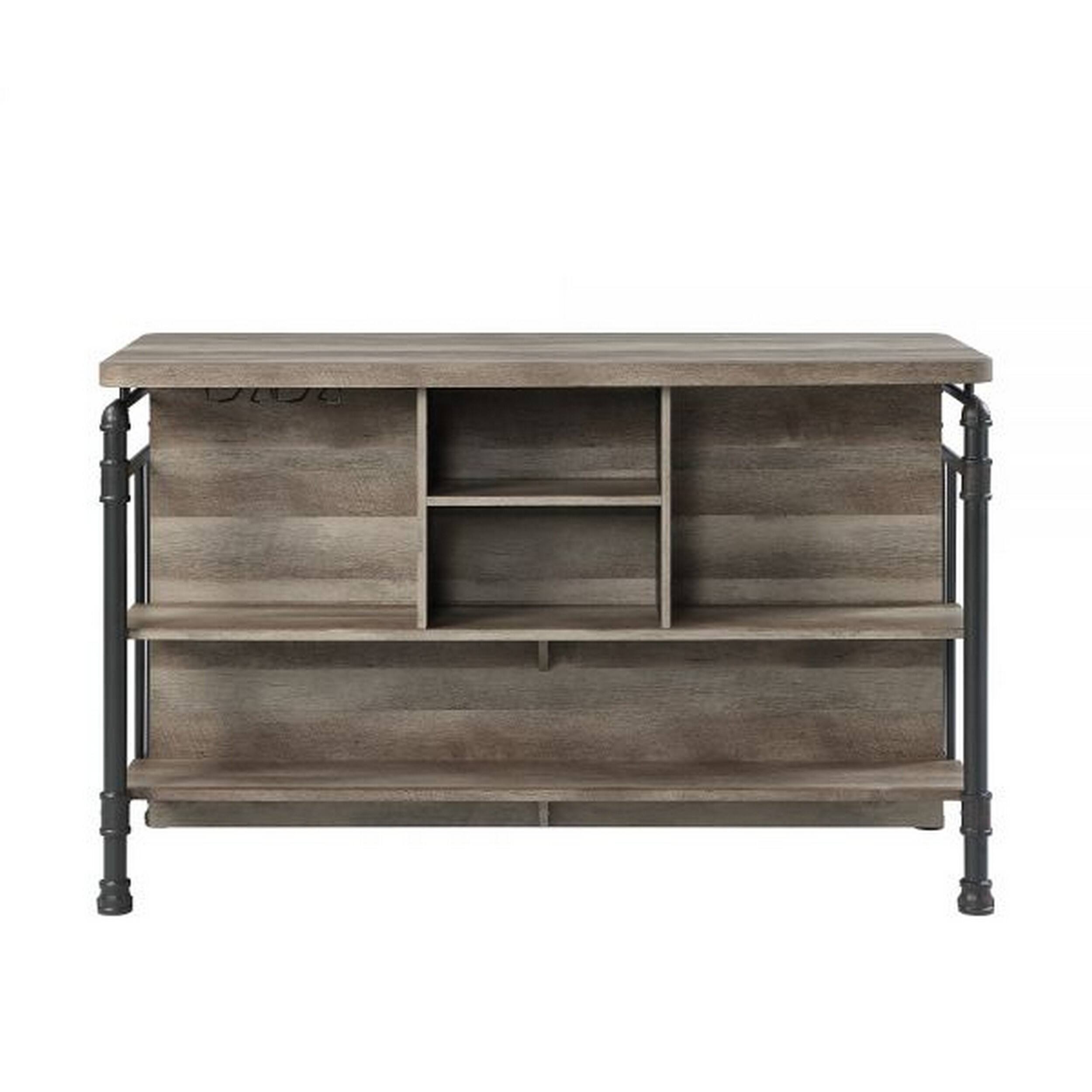 Angle. Manhattan Lane - 59 Inch Kitchen Island with 2 Shelves - Brown, Gray.