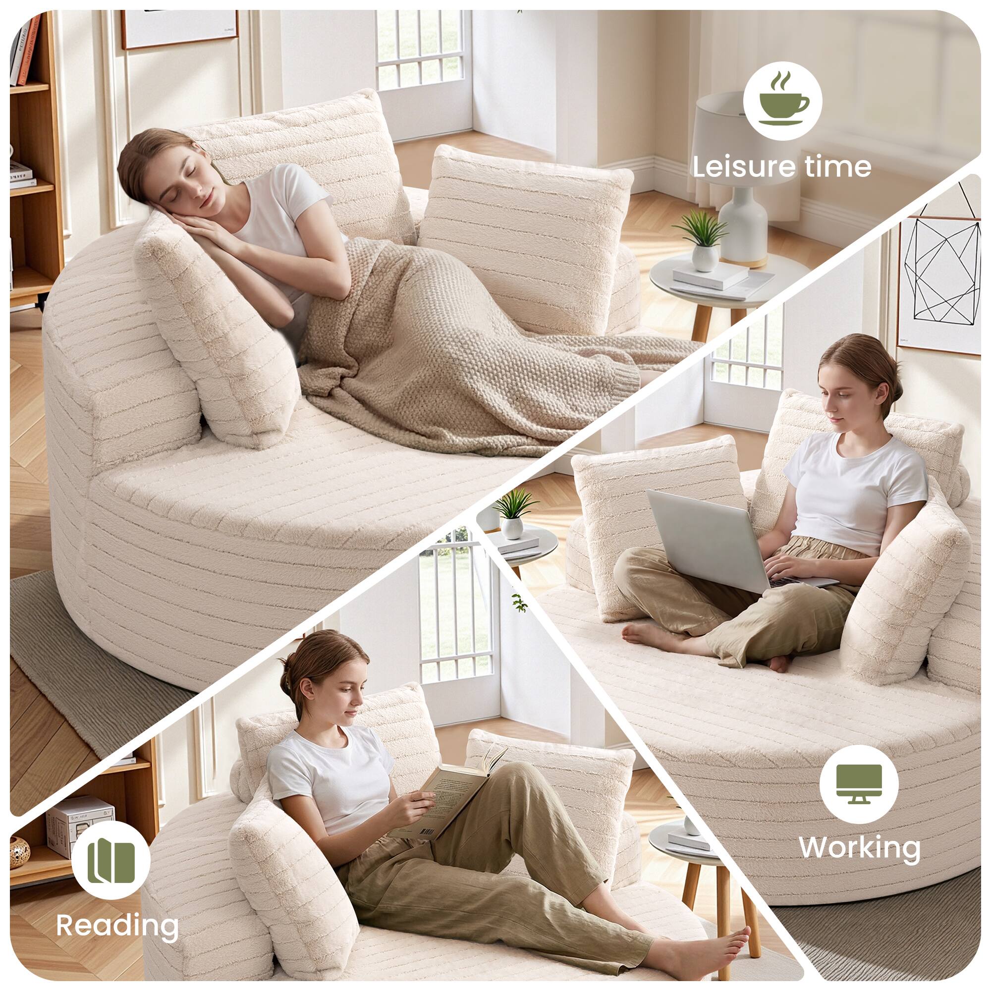 Leisure time  
Working  
Reading